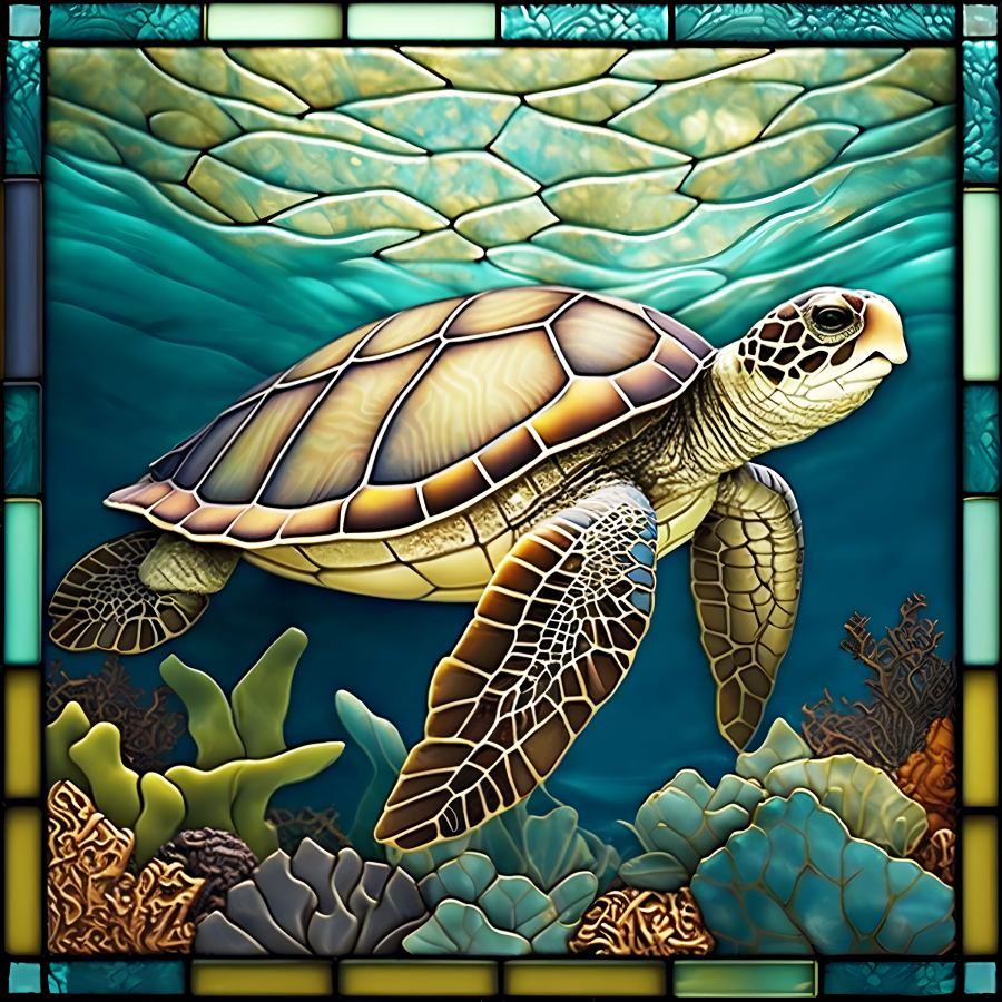 Sea Turtle Nautical 10x10" Metal Wreath Sign - DECOE-5202