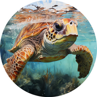 Thumbnail for Sea Turtle Nautical 10" Metal Wreath Sign - DECOE-5210