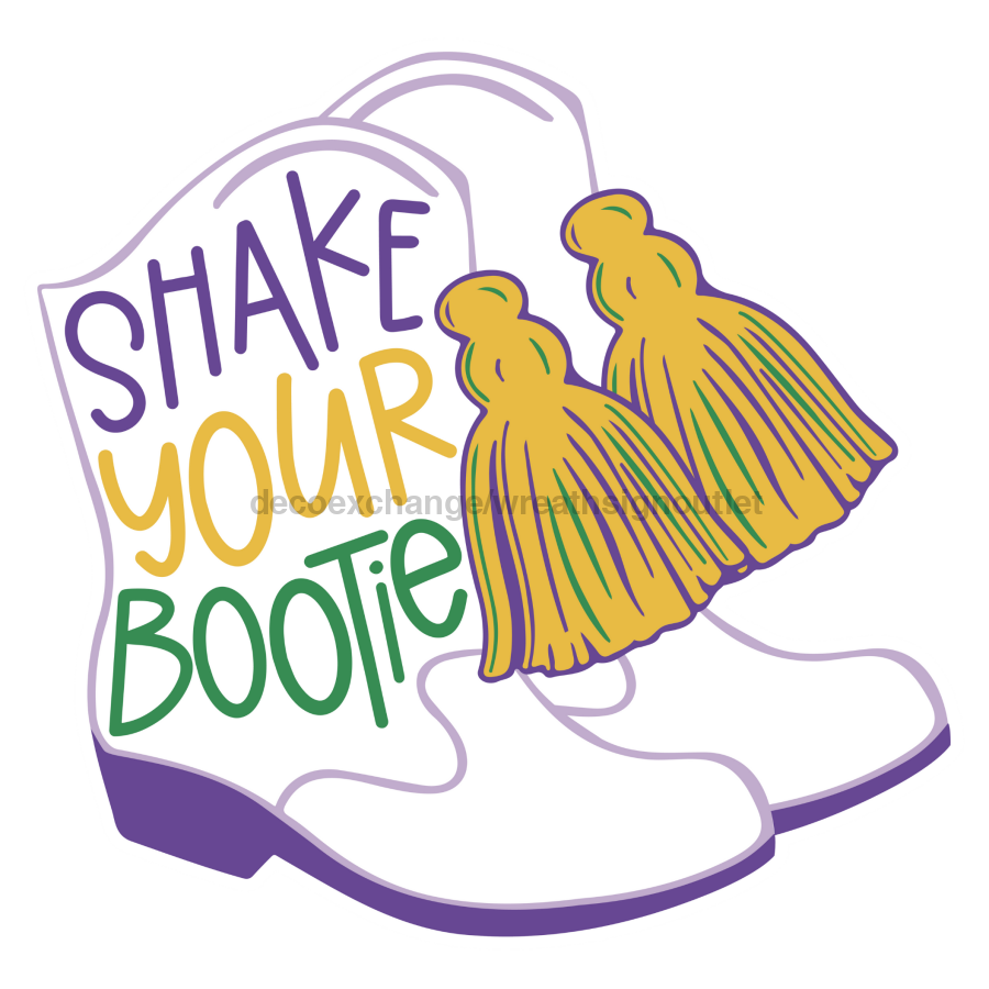 Shake Your Bootie Mardi Gras 22" Wood Door Hanger - DECOE-W-903455-DH