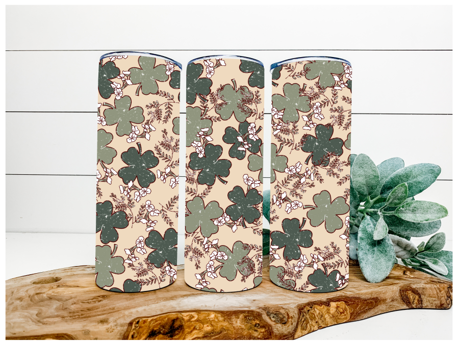 Shamrock Floral 20 oz Skinny Tumbler - DECOETUMBLER-026