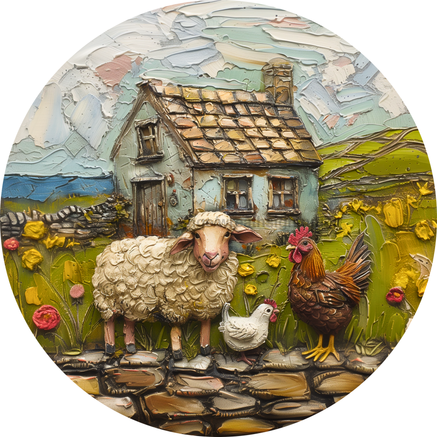 Sheep Sign, DECOE-5307-D, Sign For Wreath, 10" Wood Sign