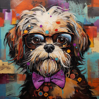 Thumbnail for Shitzu Dog With Glasses Sign Funny Animal Wall Art Dco - 01359 For Wreath 10X10’ Metal