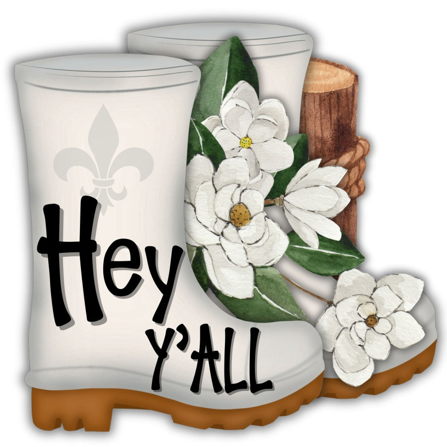Shrimp Boots Magnolia Welcome Sha 22" Wood Door Hanger - DECOE-W-903672-DH