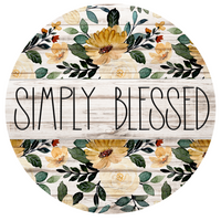 Thumbnail for Simply Blessed Floral 10" Metal Wreath Sign - DECOE-5228