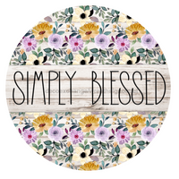 Thumbnail for Simply Blessed Floral 10" Metal Wreath Sign - DECOE-5229