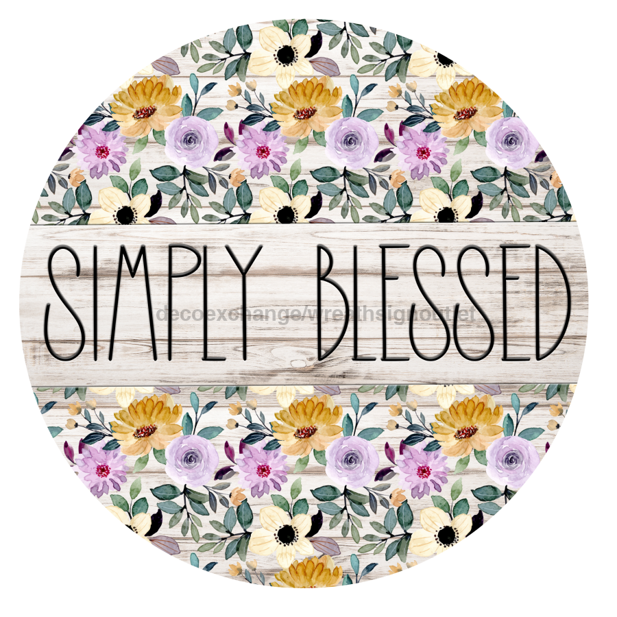 Simply Blessed Floral 10" Metal Wreath Sign - DECOE-5229