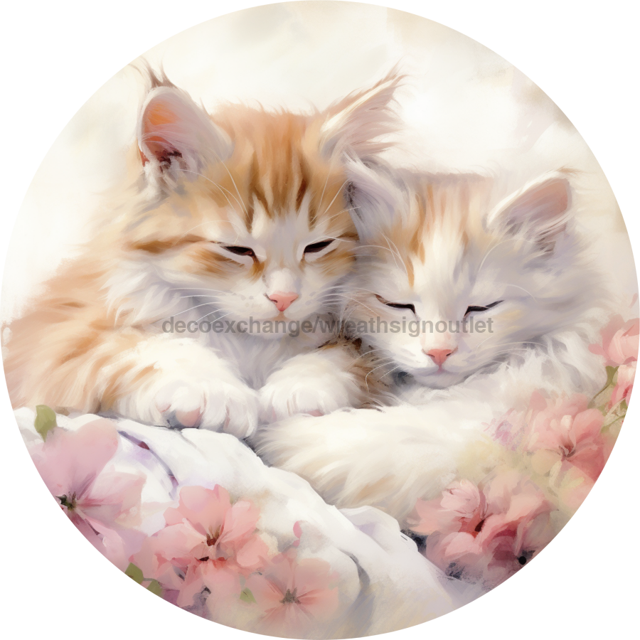 Sleeping Kittens, MB-00005, Sign For Wreath, 10" Metal Sign