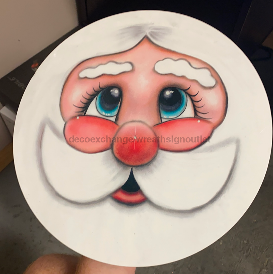*Slightly Off Colored* Santa Face 12" Metal Wreath Sign - IW-D004
