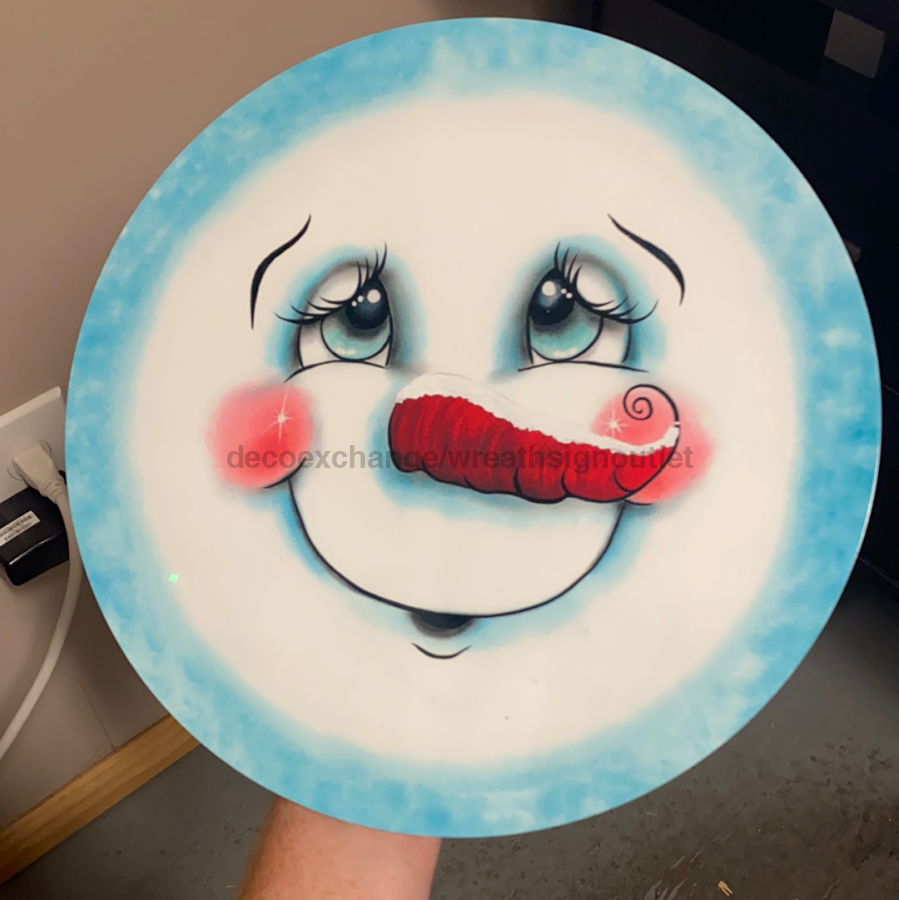 *Slightly Off Colored* Snowman Face IW S006 12" Metal Wreath Sign - IW-S006