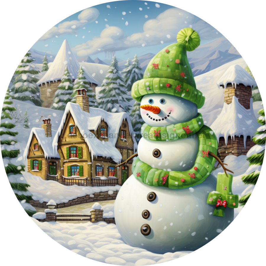 Snowman, MB-00003, Sign For Wreath, 10" Metal Sign