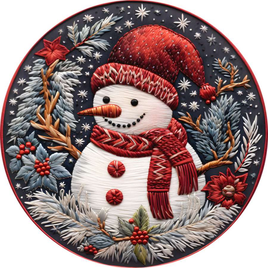 Snowman Winter 10" Metal Wreath Sign - DECOE-4822