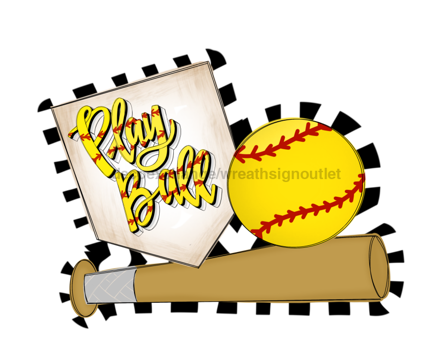 Softball Sports 22" Wood Door Hanger - DECOE-W-903727-DH