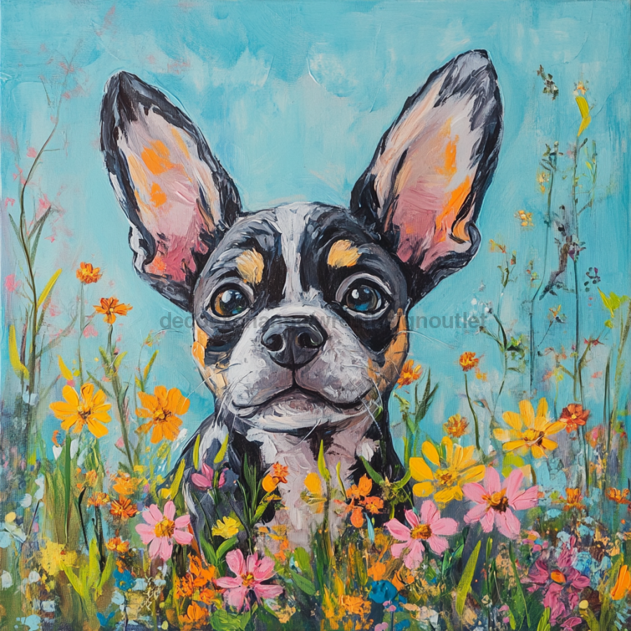 Spring Dog Sign, DCO-13375, Sign For Wreath, 10x10" Metal Sign