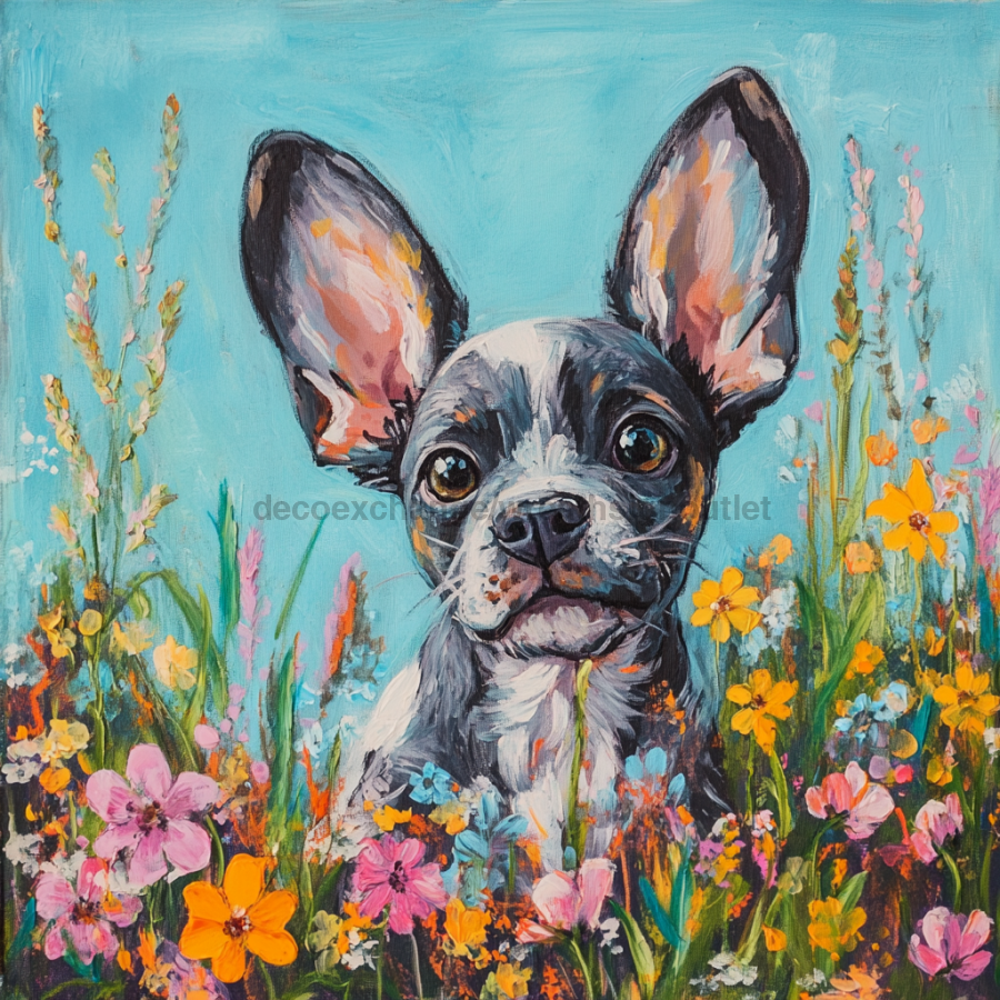 Spring Dog Sign, DCO-13376, Sign For Wreath, 10x10" Metal Sign