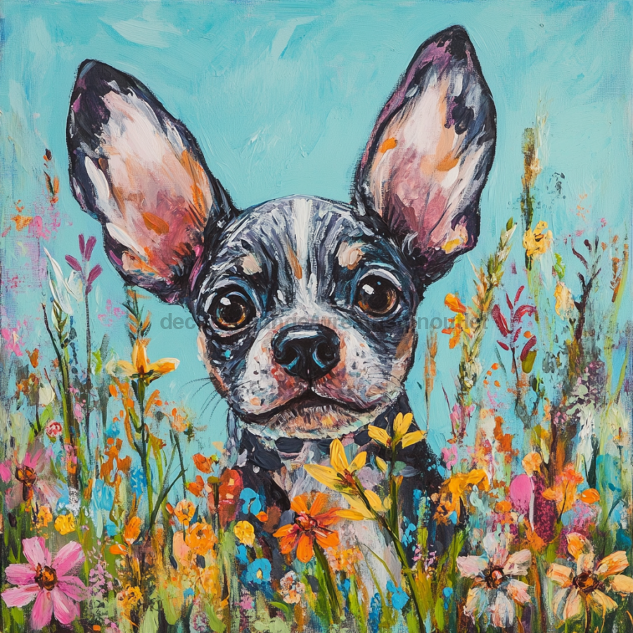 Spring Dog Sign, DCO-13377, Sign For Wreath, 10x10" Metal Sign