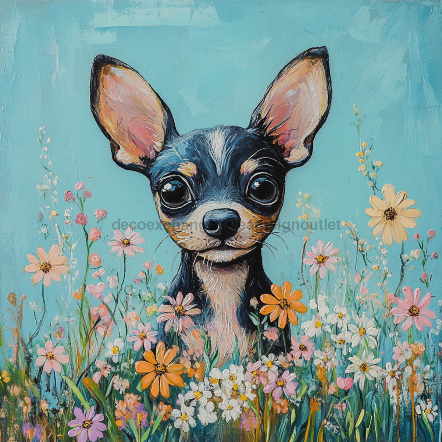 Spring Dog Sign, DCO-13378, Sign For Wreath, 10x10" Metal Sign