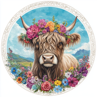 Thumbnail for Spring Highland Cow Sign, DCO-13339, Sign For Wreath, 10