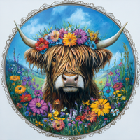 Thumbnail for Spring Highland Cow Sign, DCO-13340, Sign For Wreath, 10