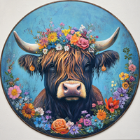 Thumbnail for Spring Highland Cow Sign, DCO-13342, Sign For Wreath, 10