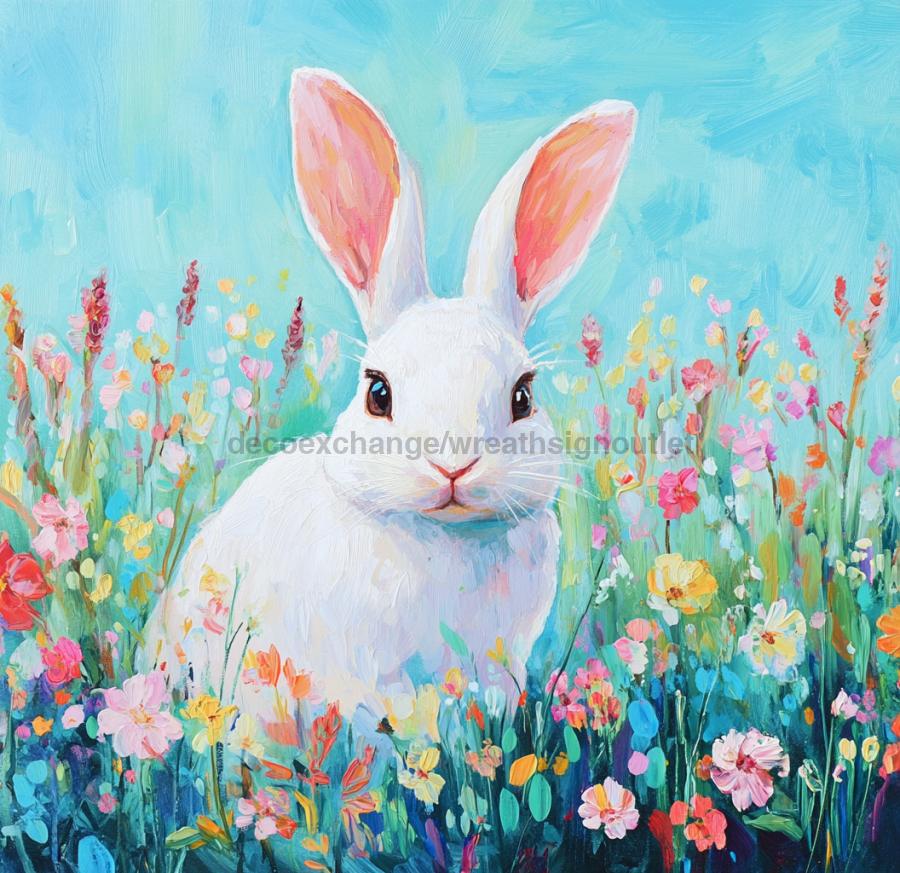 Spring Rabbit Sign, DCO-13412, Sign For Wreath, 10x10" Metal Sign