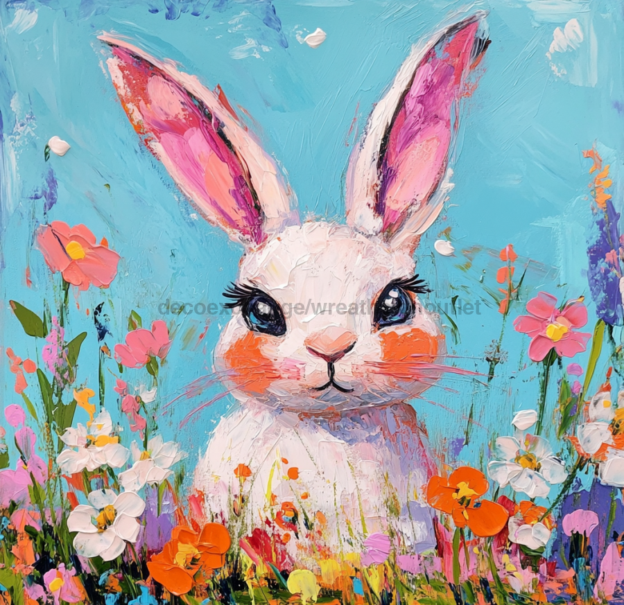 Spring Rabbit Sign, DCO-13416, Sign For Wreath, 10x10" Metal Sign
