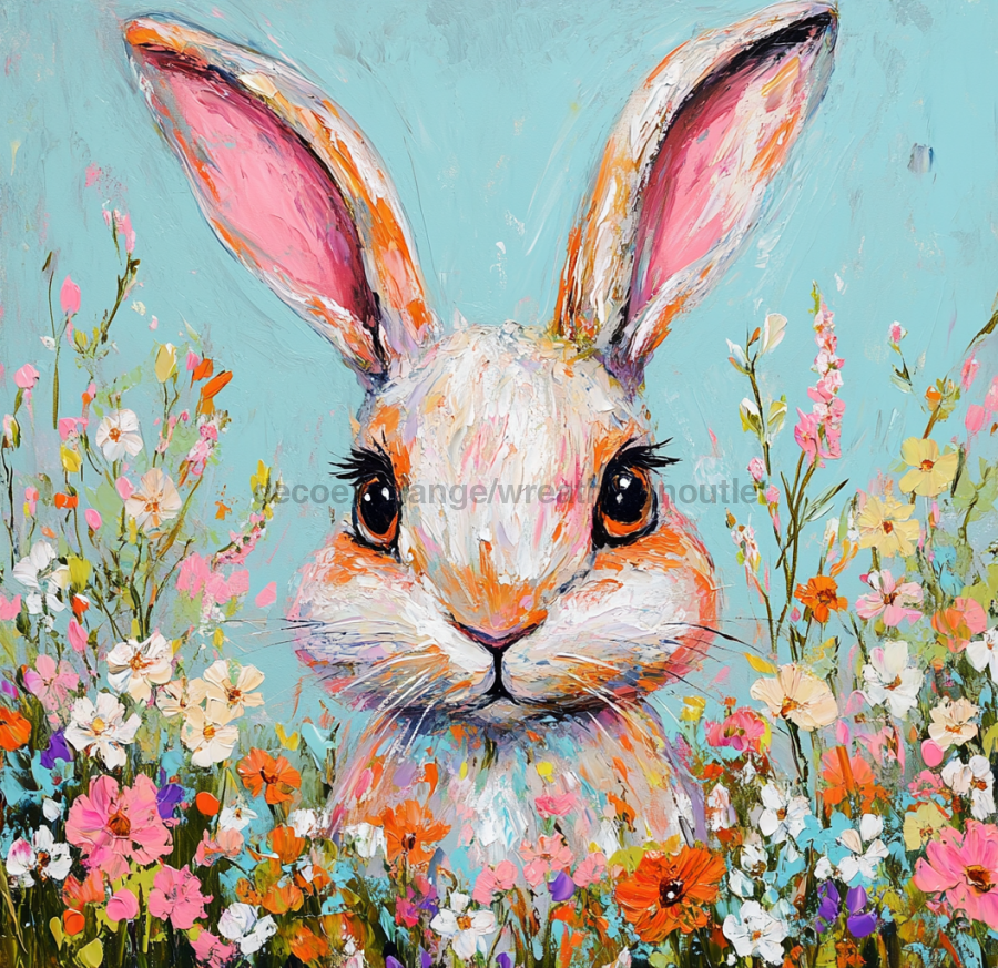 Spring Rabbit Sign, DCO-13419, Sign For Wreath, 10x10" Metal Sign