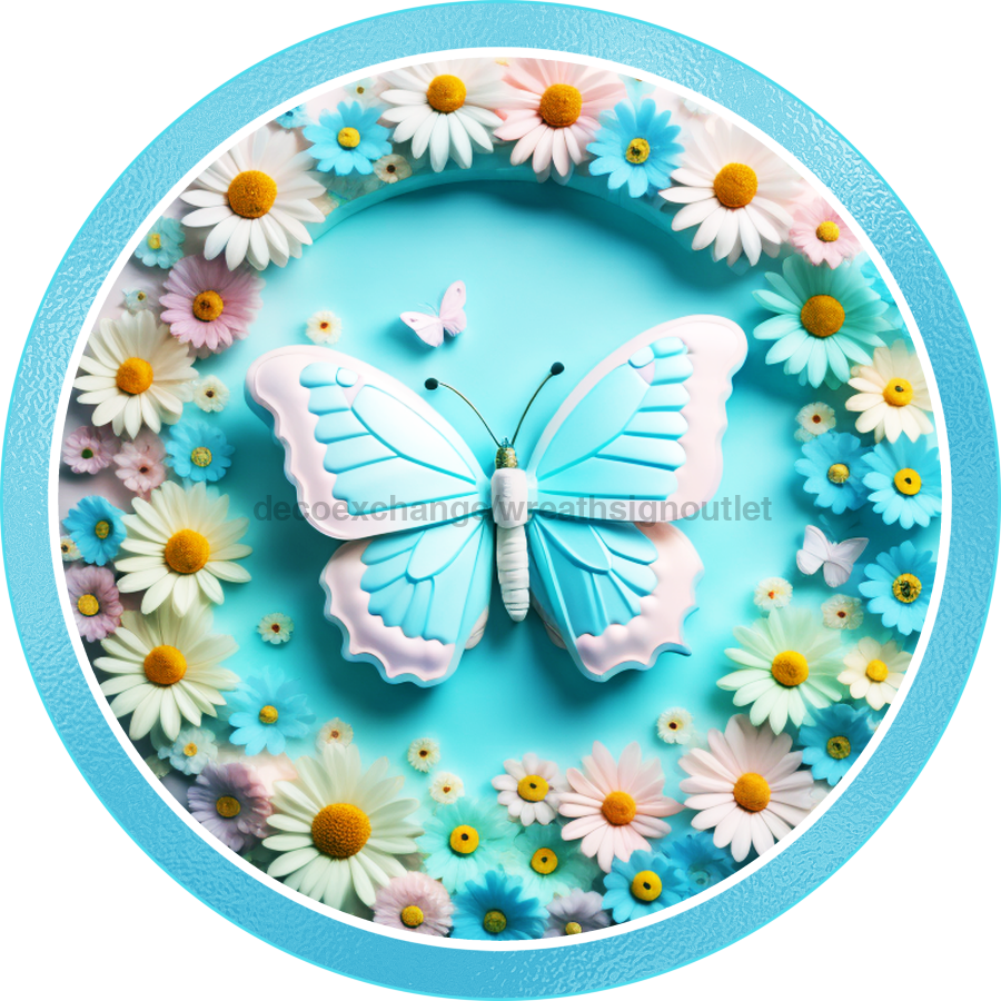 Spring Butterfly 10" Metal Wreath Sign - DECOE-5205