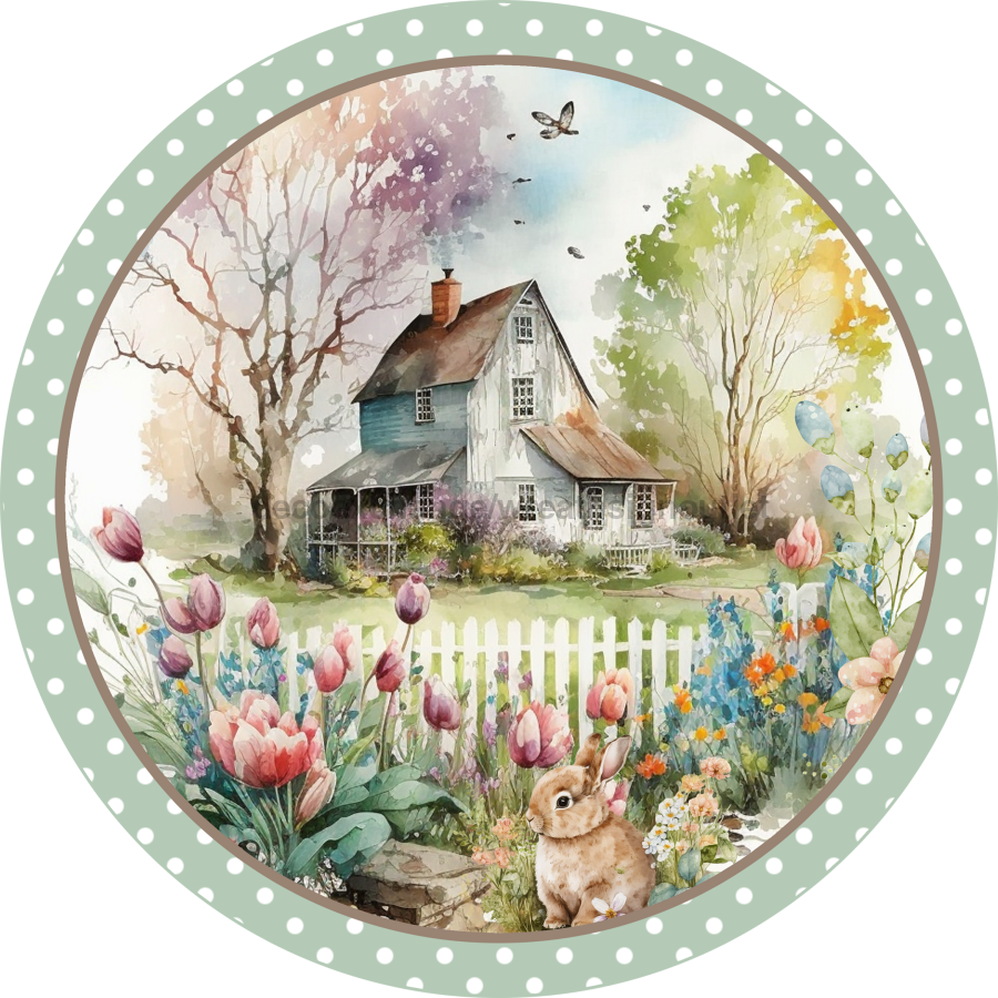 Spring Floral 10" Metal Wreath Sign - DECOE-5203