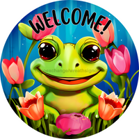 Thumbnail for Spring Frog 10" Metal Wreath Sign - DECOE-4823