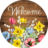 Thumbnail for Vinyl Decal, Spring Sign, Welcome Flower Sign, 10