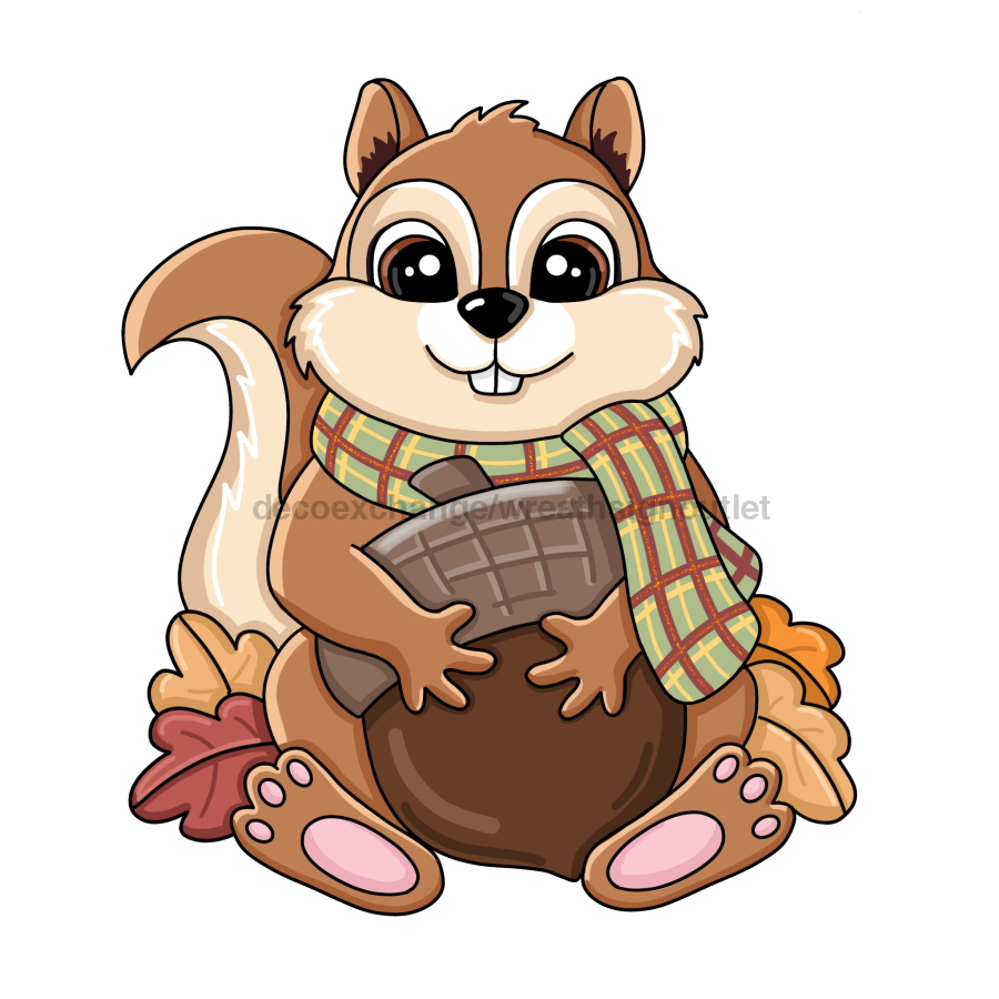 Squirrel Fall 12" Wood Door Hanger - PCD-W-187