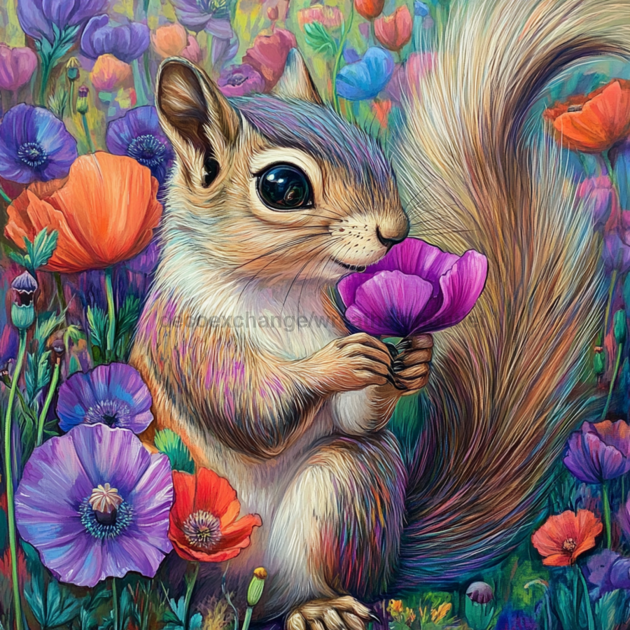 Squirrel Sign, Mask Sign, SHR-00011, Sign For Wreath, 10x10in Metal Sign