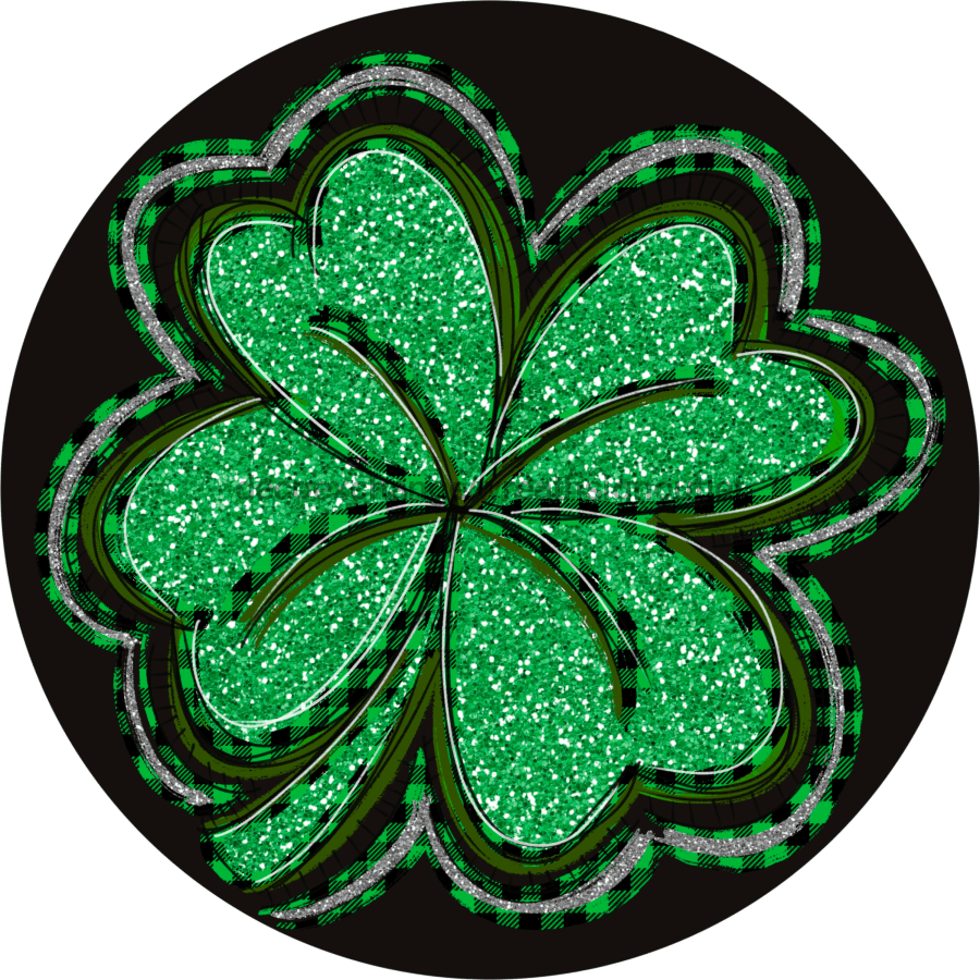 Vinyl Decal, St Patricks Day Sign, Four Leaf Clover, 10" Round Metal Sign VINYL-DECOE-237, Sign For Wreath, DecoExchange - DecoExchange