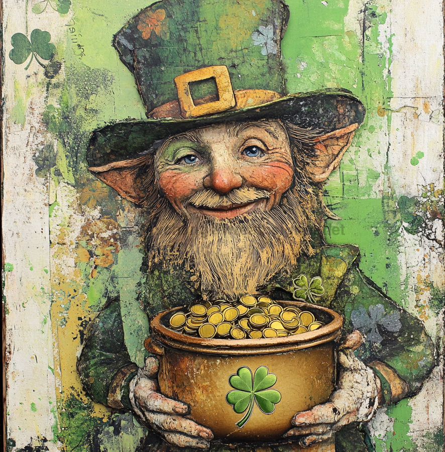 St Patricks Day Sign, Leprechan Sign, DCO-02323, Sign For Wreath, 10x10 Metal Sign