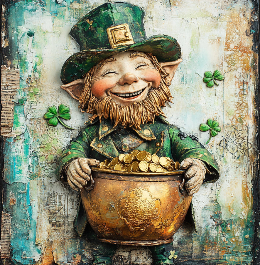 St Patricks Day Sign, Leprechan Sign, DCO-02324, Sign For Wreath, 10x10 Metal Sign