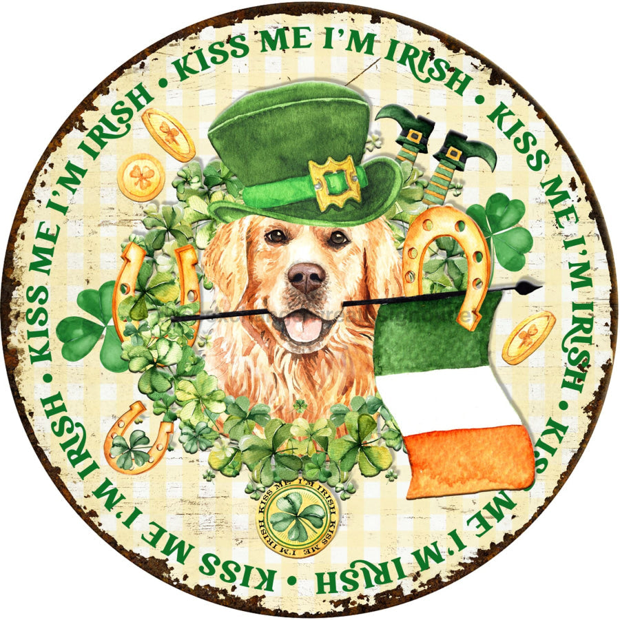 St Patricks Day Rustic 10" Metal Wreath Sign - DECOE-4780