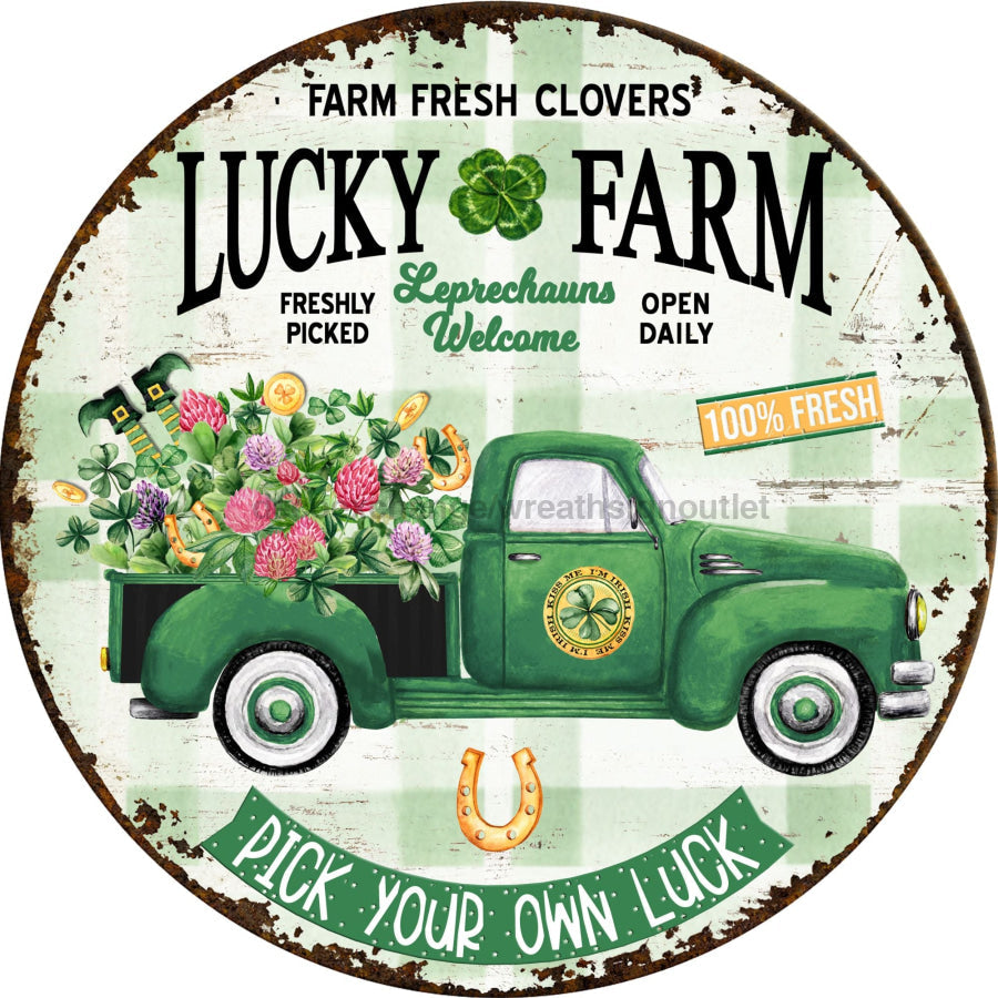 St Patricks Day Rustic 10" Metal Wreath Sign - DECOE-4781