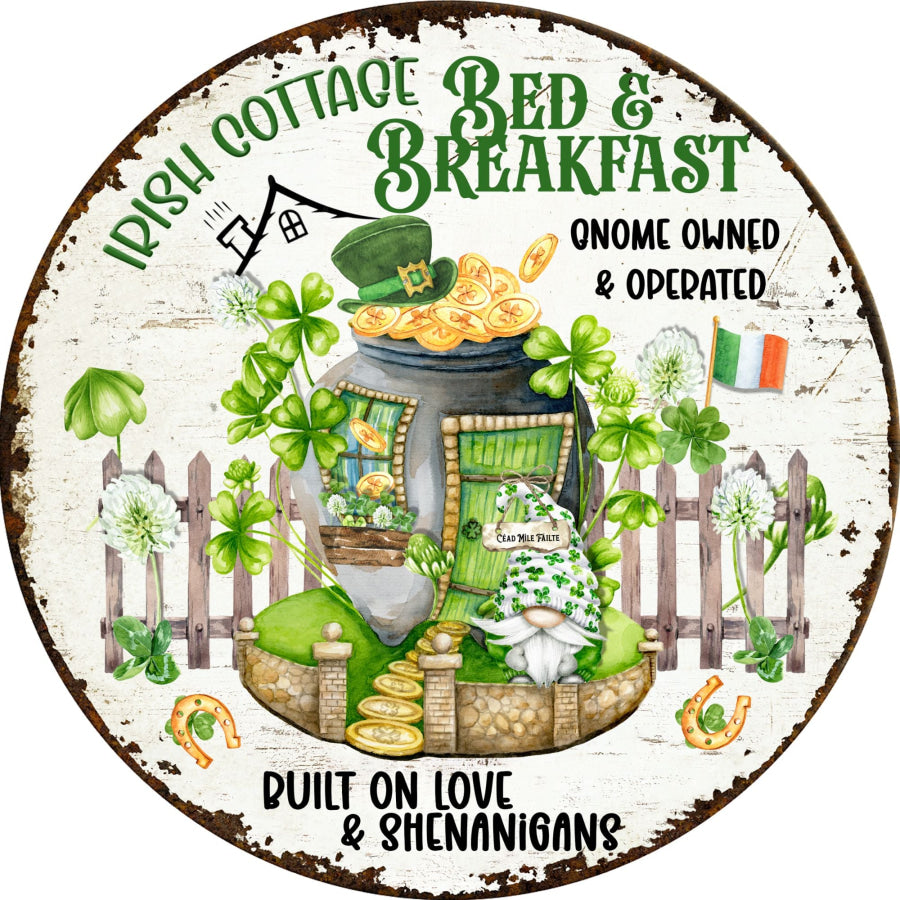 St Patricks Day Rustic 10" Metal Wreath Sign - DECOE-4783