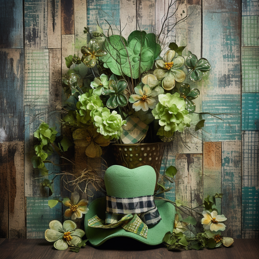 St Patricks Day Vintage 10x10" Metal Wreath Sign - OAW-0021