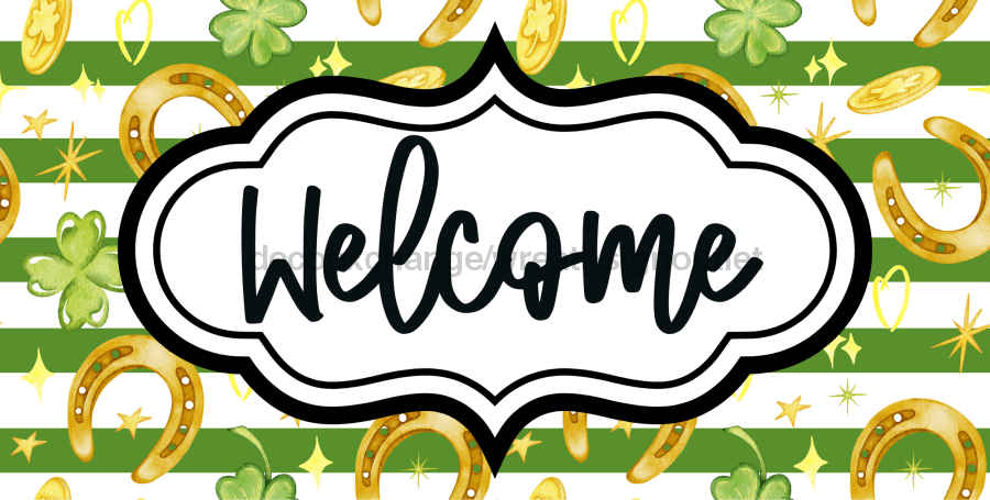 St Patricks Day Welcome Sign Dco-00722 For Wreath 6X12 Metal