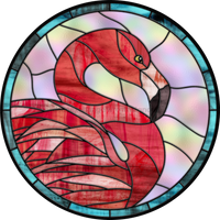 Thumbnail for Stained Glass Sign, Flamingo Sign, DECOE-4042-DH, 18 Wood Round