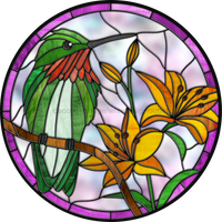 Thumbnail for Stained Glass Sign, Hummingbird Sign, DECOE-4051-DH, 18 Wood Round