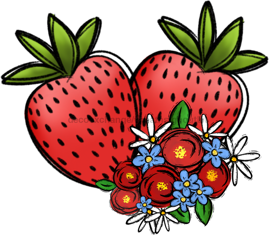Strawberry Summer 22" Wood Door Hanger - DECOE-W-0109-DH