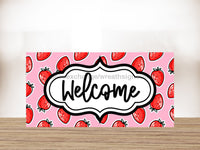 Thumbnail for Strawberry Welcome 6x12" Metal Wreath Sign - DECOE-4242