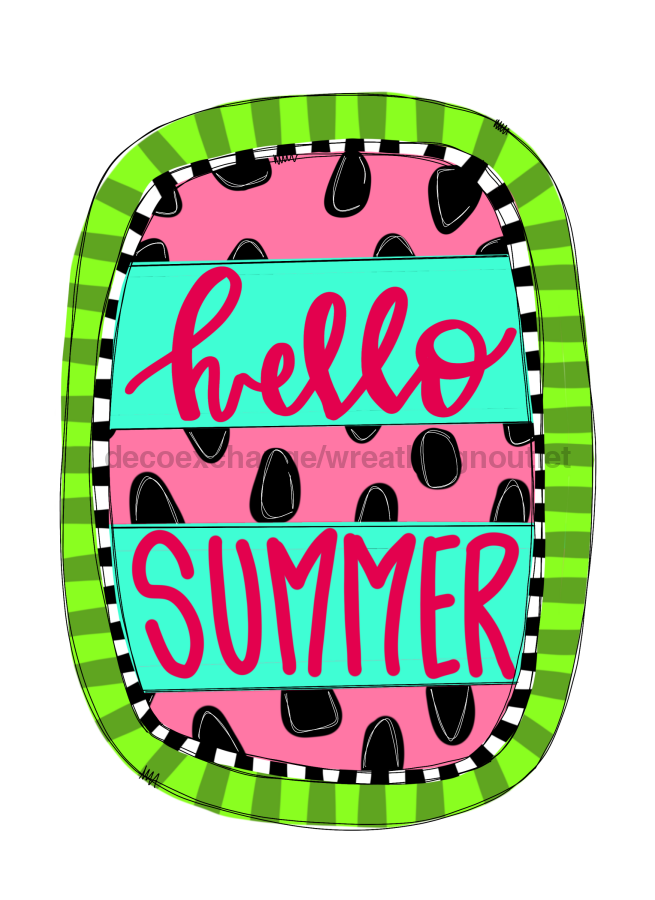 Summer Watermelon 22" Wood Door Hanger - DECOE-W-526-DH