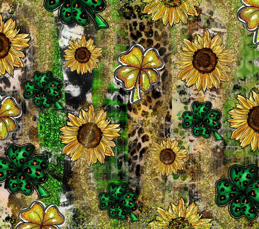Sunflower and Clover Tumbler, Leopard and Glitter Tumbler 20 oz Skinny Tumbler - DECOETUMBLER-273