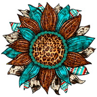 Thumbnail for Sunflower, Cow Print Flower, Animal Print Flower, Turquoise Flower, wood sign, DECOE-W-080 door hanger, summer, fall