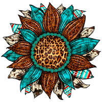 Thumbnail for Sunflower, Cow Print Flower, Animal Print Flower, Turquoise Flower, wood sign, DECOE-W-080 - DecoExchange¬Æ