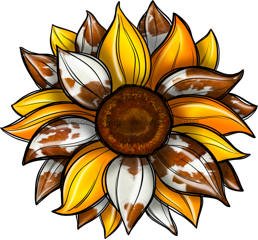 Sunflower, Cow Print Flower, Animal Print Flower, Yellow Flower, wood sign, DECOE-W-079 - DecoExchange¬Æ