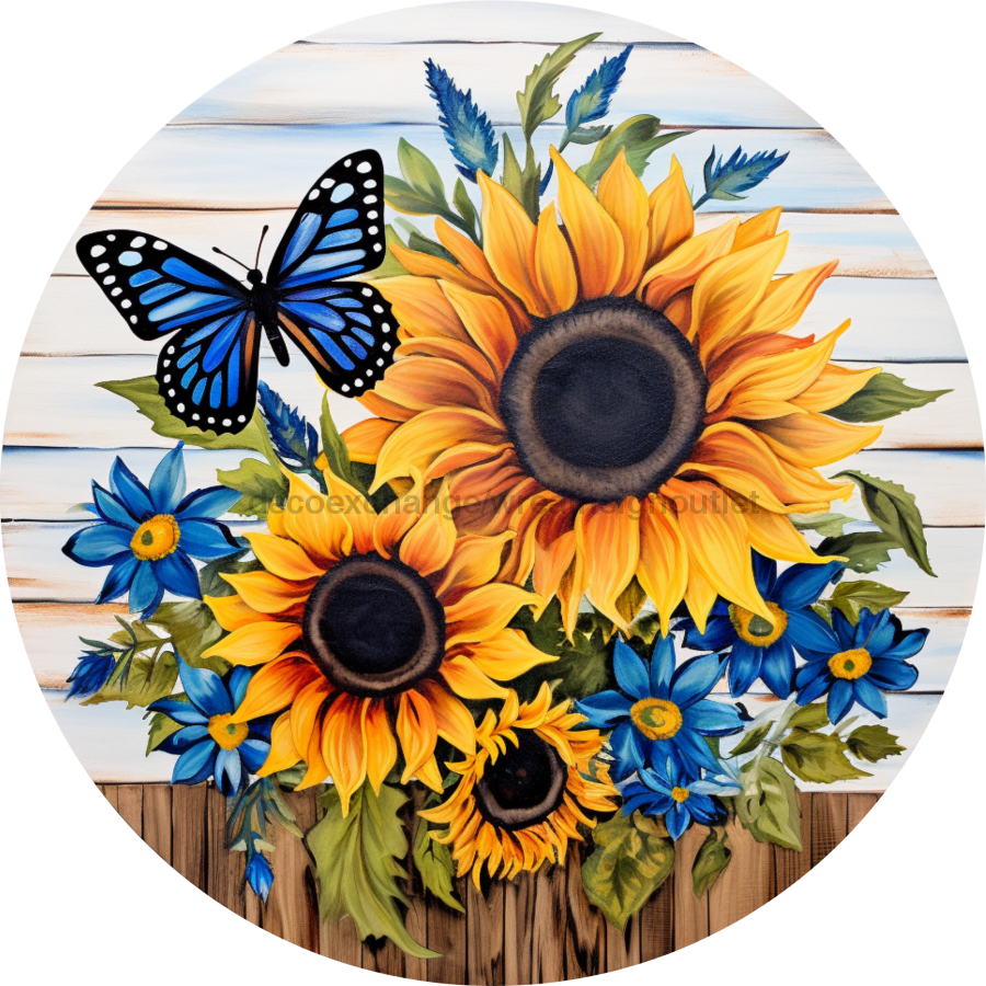 Sunflower Door Hanger Dco-00952-Dh Sign For Wreath 18 Round